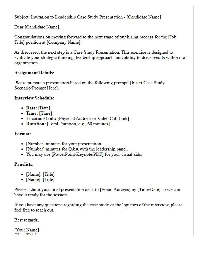 Leadership Role Case Study Presentation Interview Letter