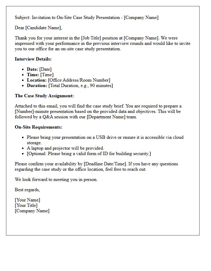 On-Site Case Study Presentation Interview Invitation Letter