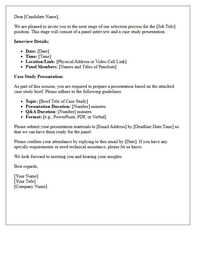 Panel Interview And Case Study Presentation Letter