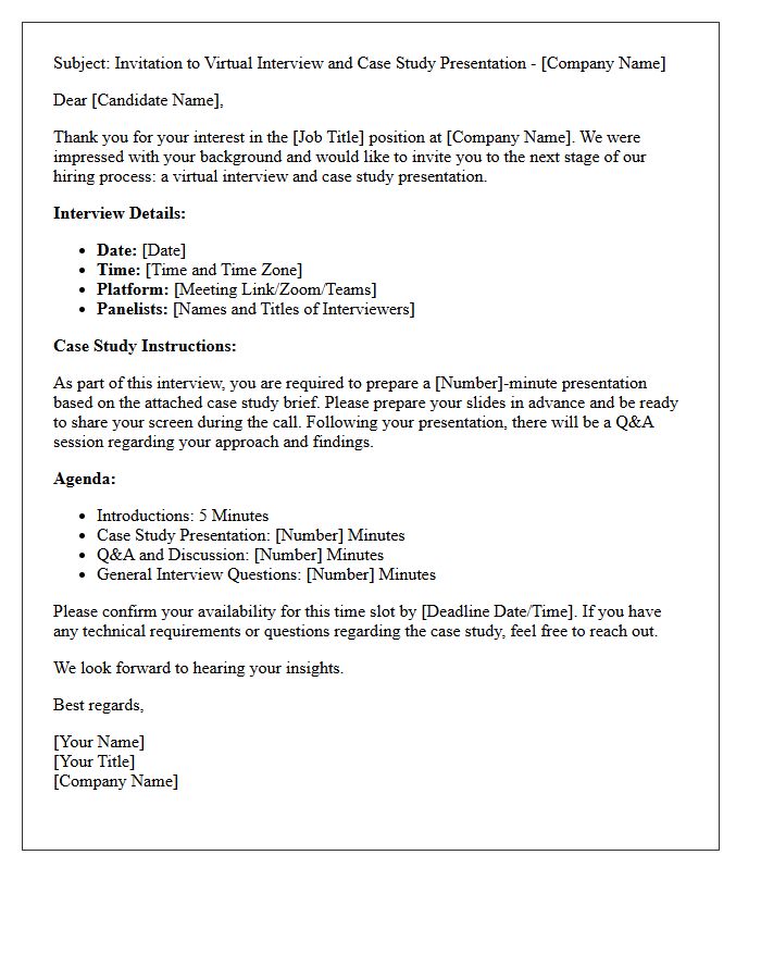 Virtual Case Study Presentation Interview Invitation Letter