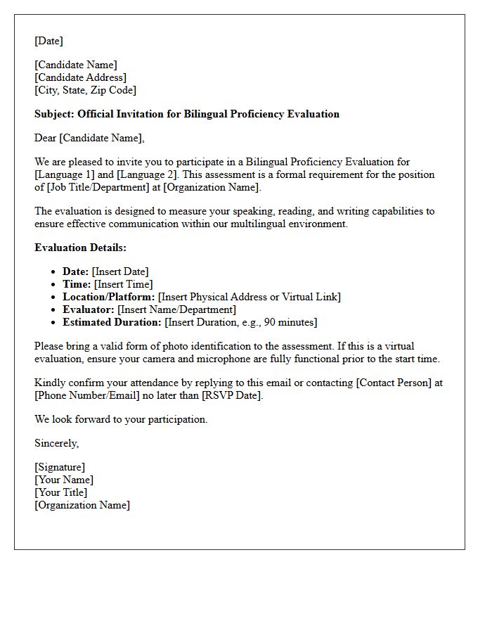 Official Invitation Letter for Bilingual Proficiency Evaluation