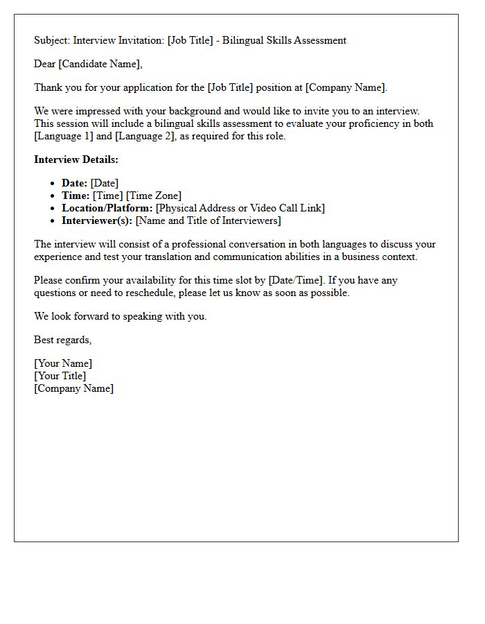 Recruitment Bilingual Skill Interview Invitation Letter