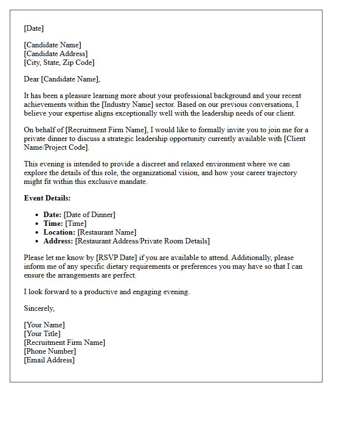 Boutique Recruitment Executive Dining Invitation Letter