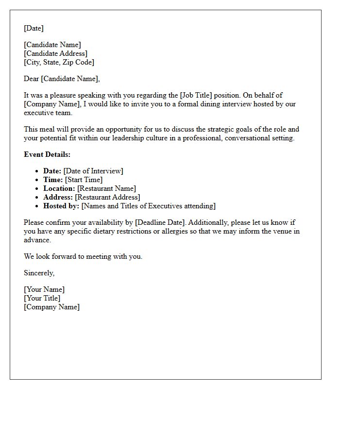 Client Hosted Executive Dining Interview Letter
