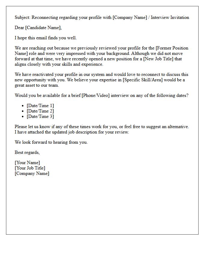 Candidate Profile Reactivation and Interview Invitation Letter