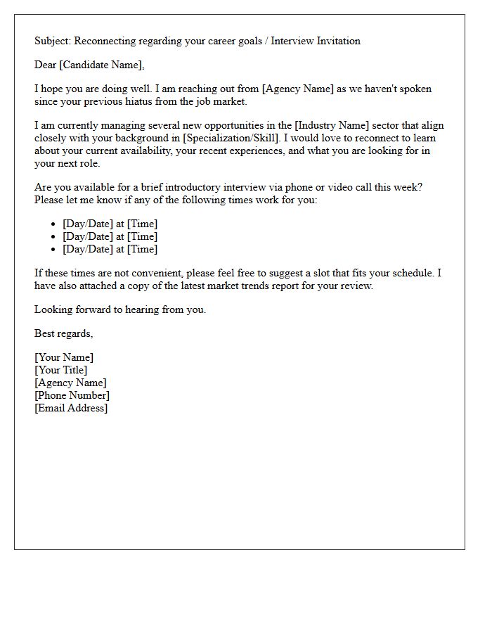 Recruitment Agency Post-Hiatus Reconnect Interview Letter