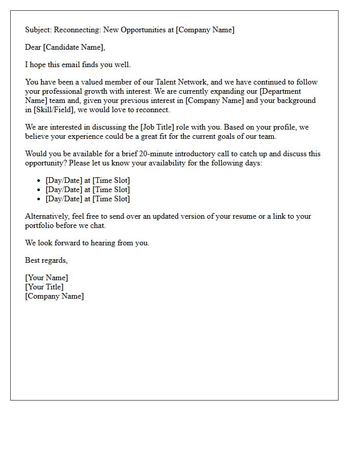 Talent Network Re-Engagement Interview Invitation Letter