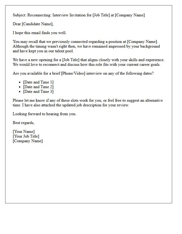 Talent Pool Reactivation Interview Invitation Letter