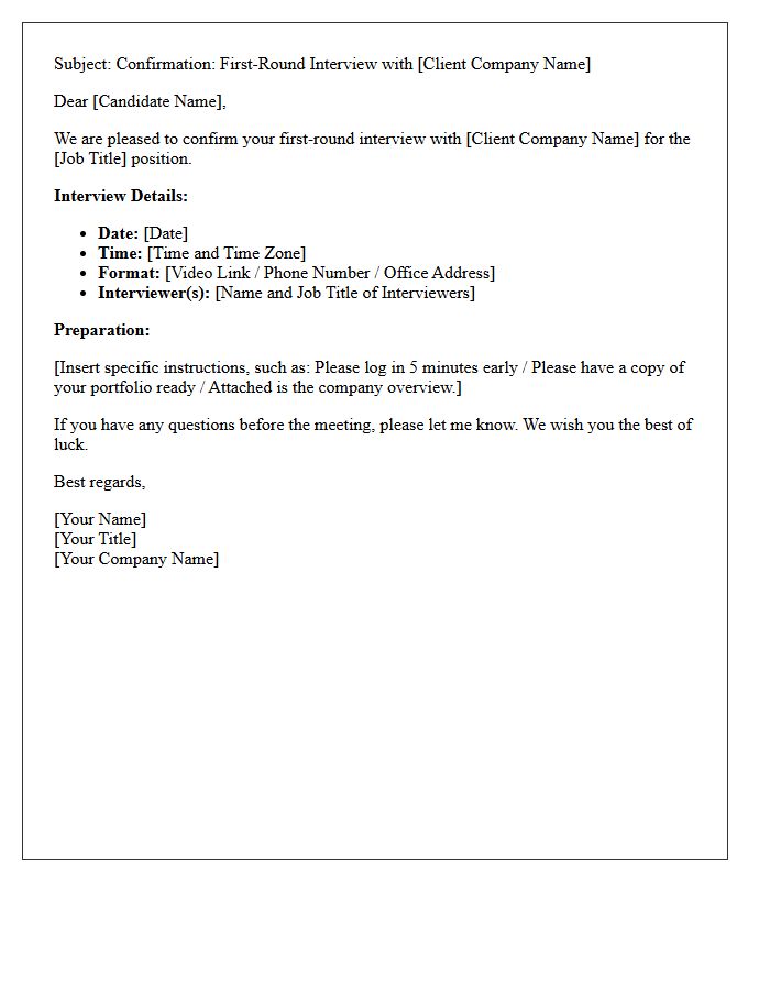 Candidate First-Round Client Interview Confirmation Letter
