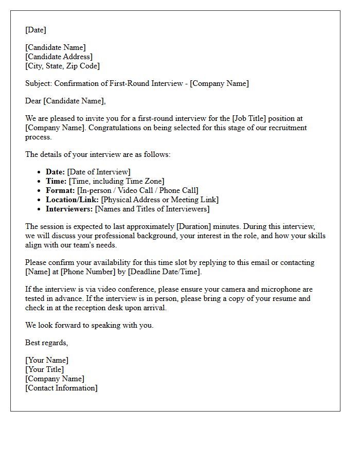 Official First-Round Client Interview Details Letter