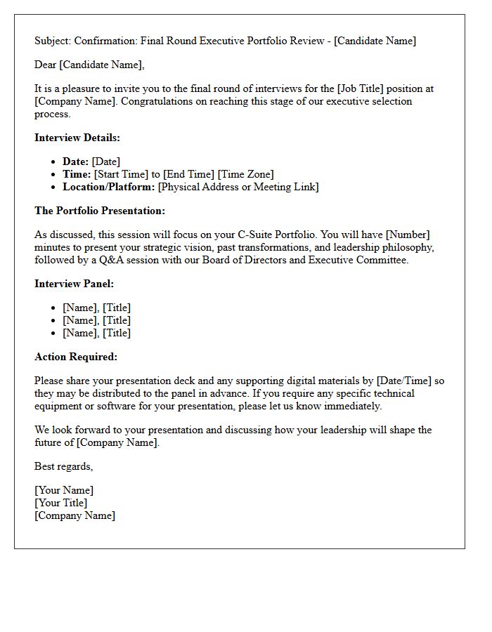 C-Suite Portfolio Final-Round Executive Interview Confirmation Letter
