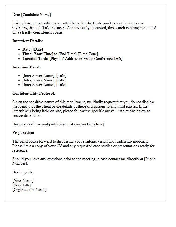 Confidential Client Final-Round Executive Interview Confirmation Letter