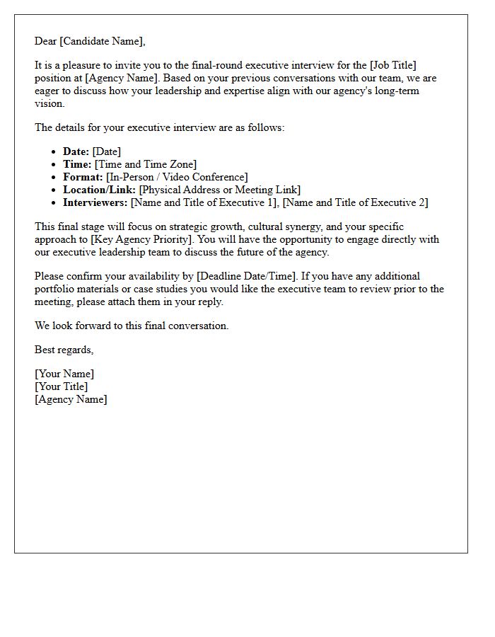Exclusive Agency Final-Round Executive Interview Confirmation Letter
