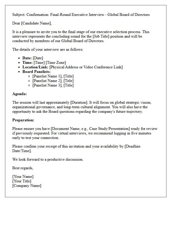Global Board Final-Round Executive Interview Confirmation Letter
