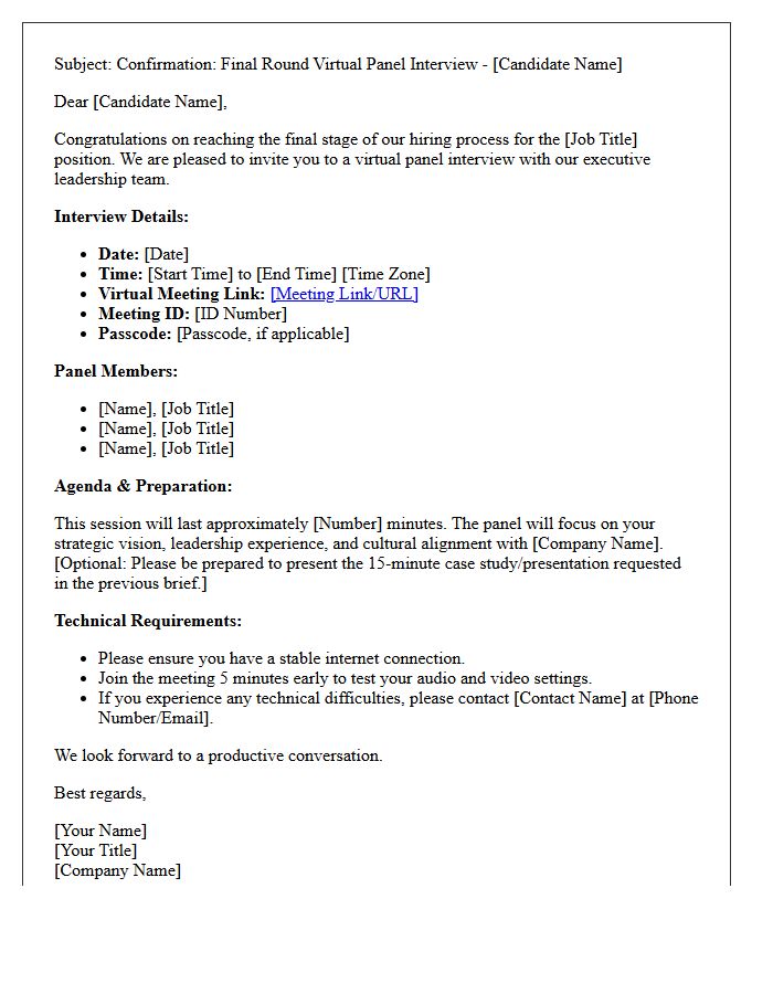 Virtual Panel Final-Round Executive Interview Confirmation Letter