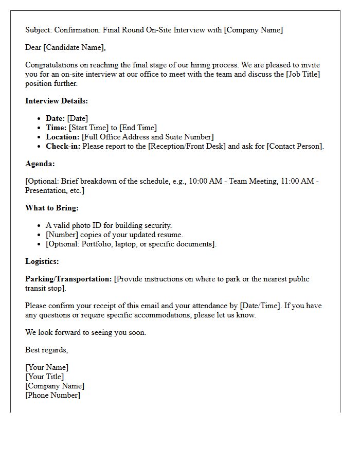 Final Round Client On-Site Interview Confirmation Letter