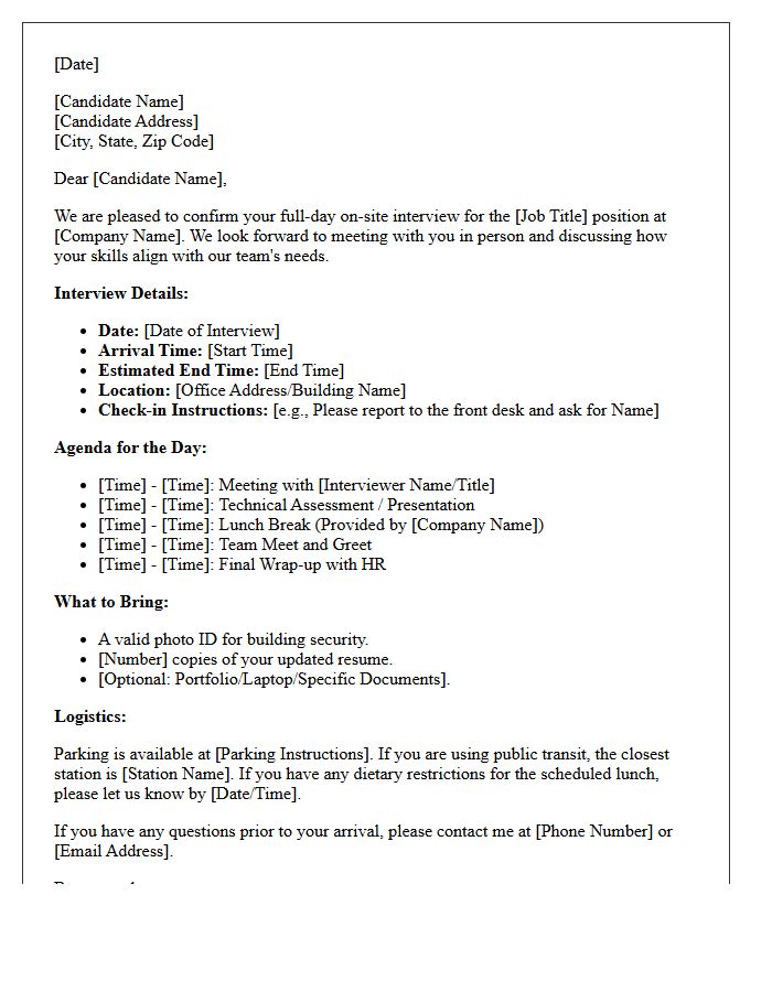 Full Day Client On-Site Interview Confirmation Letter