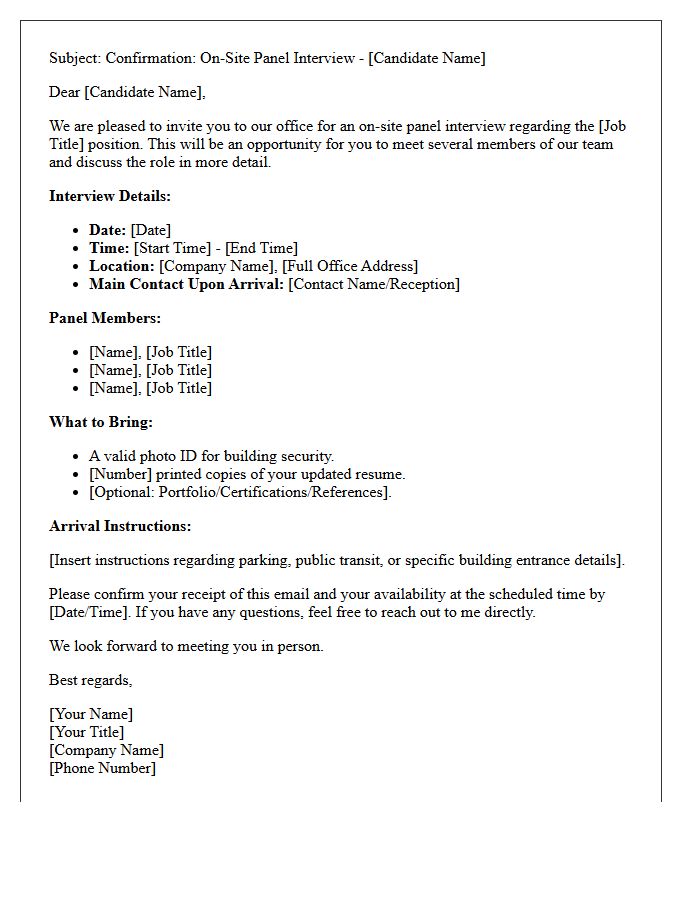 Panel Client On-Site Interview Confirmation Letter