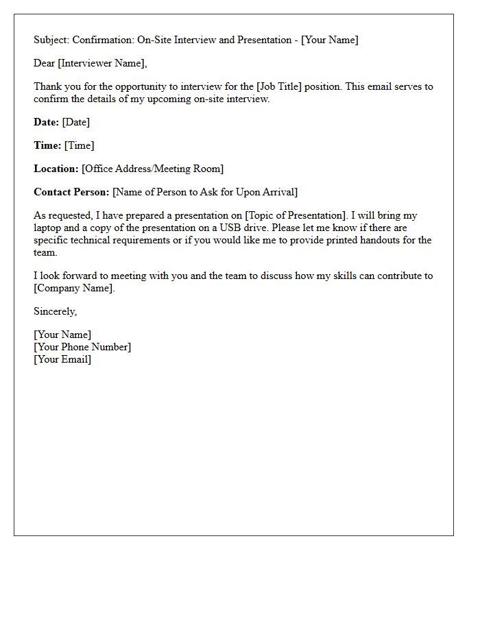 Presentation Required Client On-Site Interview Confirmation Letter