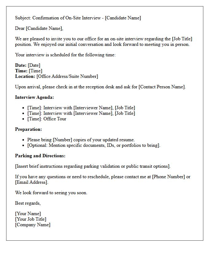Standard Client On-Site Interview Confirmation Letter