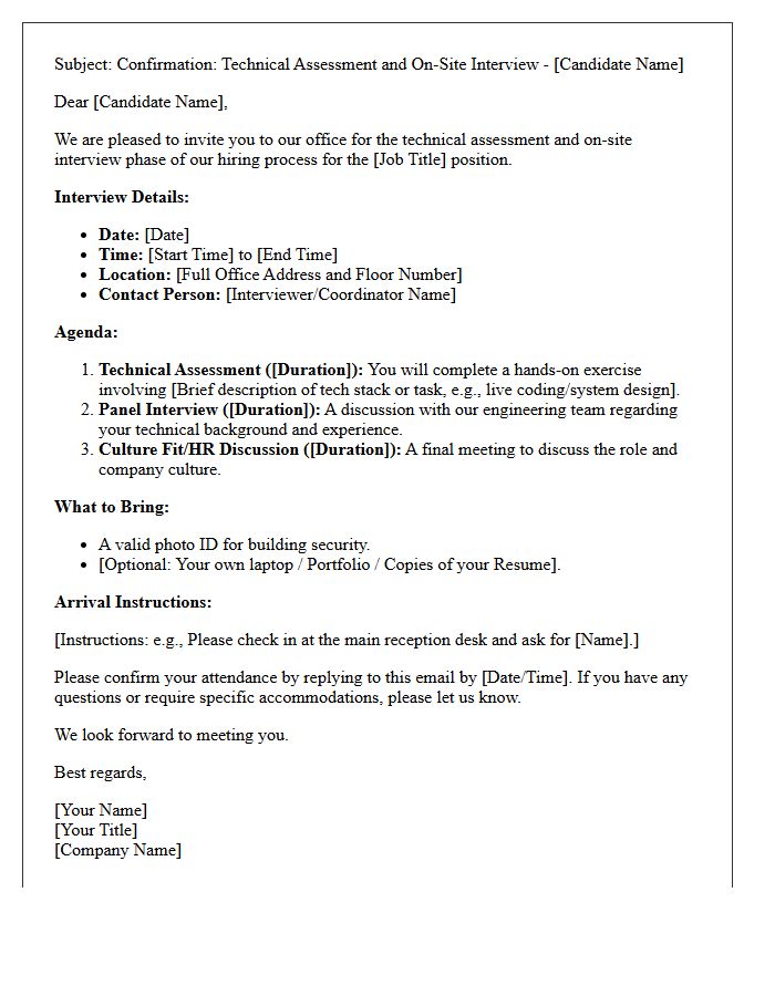 Technical Assessment Client On-Site Interview Confirmation Letter