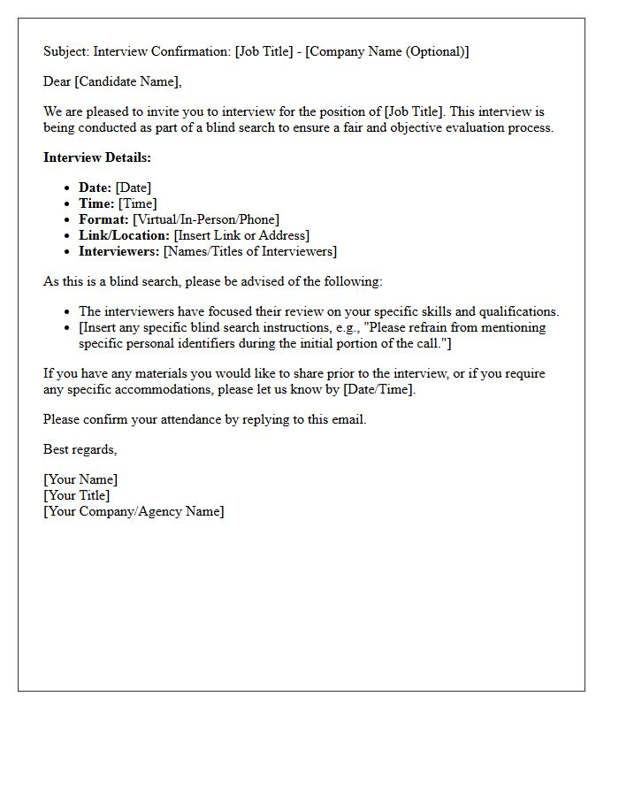 Blind Search Client Interview Confirmation Letter