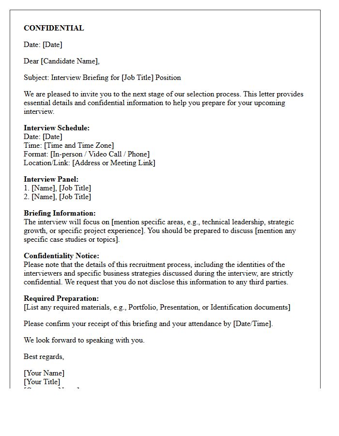 Confidential Candidate Interview Briefing Letter
