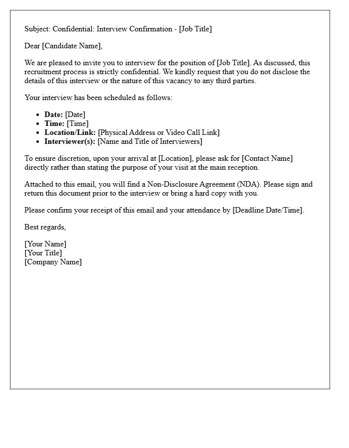 Confidential Role Interview Confirmation Letter