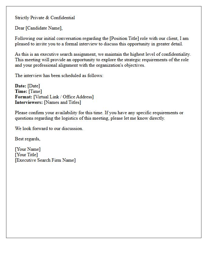 Executive Search Confidential Interview Invitation Letter