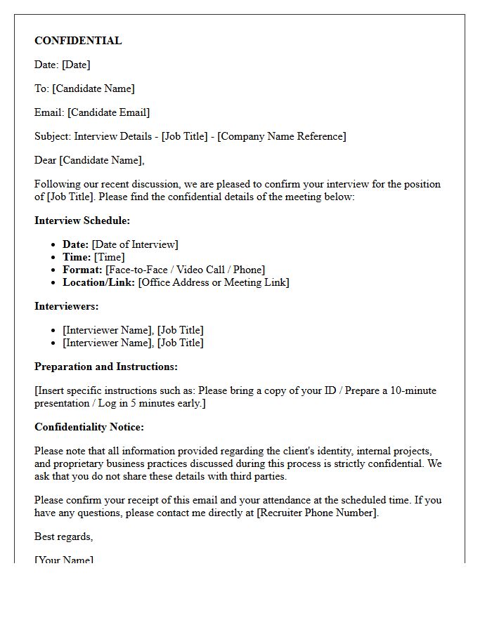 Recruitment Agency Confidential Interview Details Letter