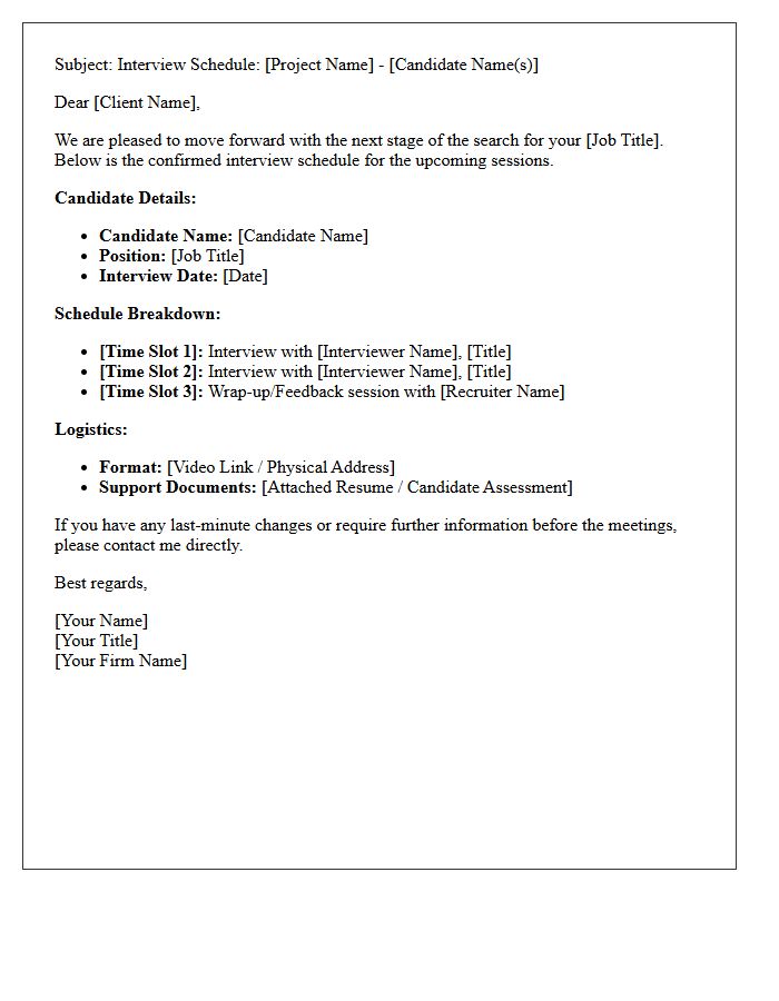 Retained Search Client Interview Schedule Letter