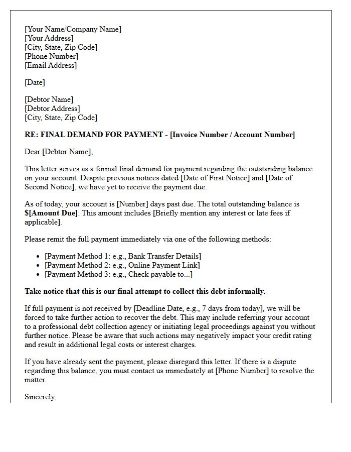 Final Demand for Payment Letter