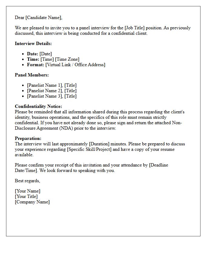 Confidential Client Panel Interview Confirmation Letter