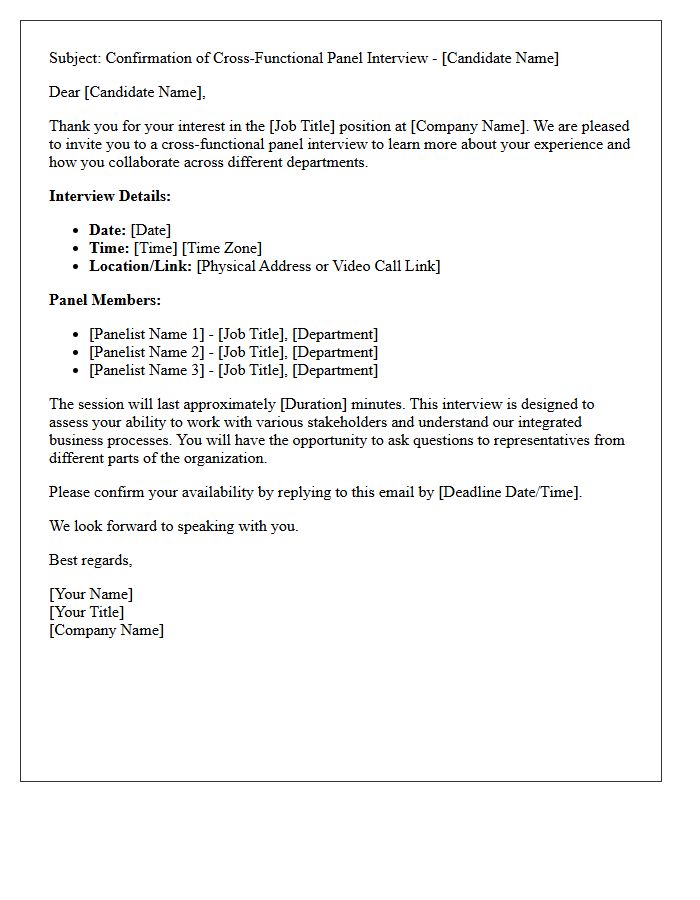 Cross-Functional Panel Interview Confirmation Letter