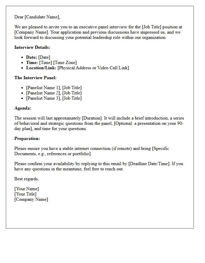 Executive Panel Interview Confirmation Letter