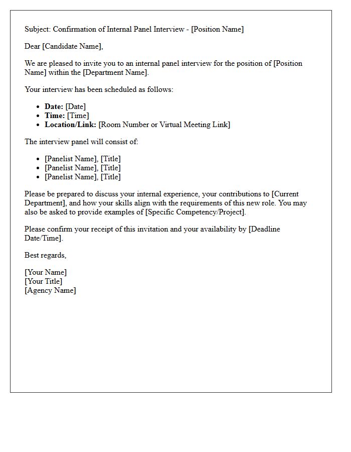 Internal Agency Panel Interview Confirmation Letter