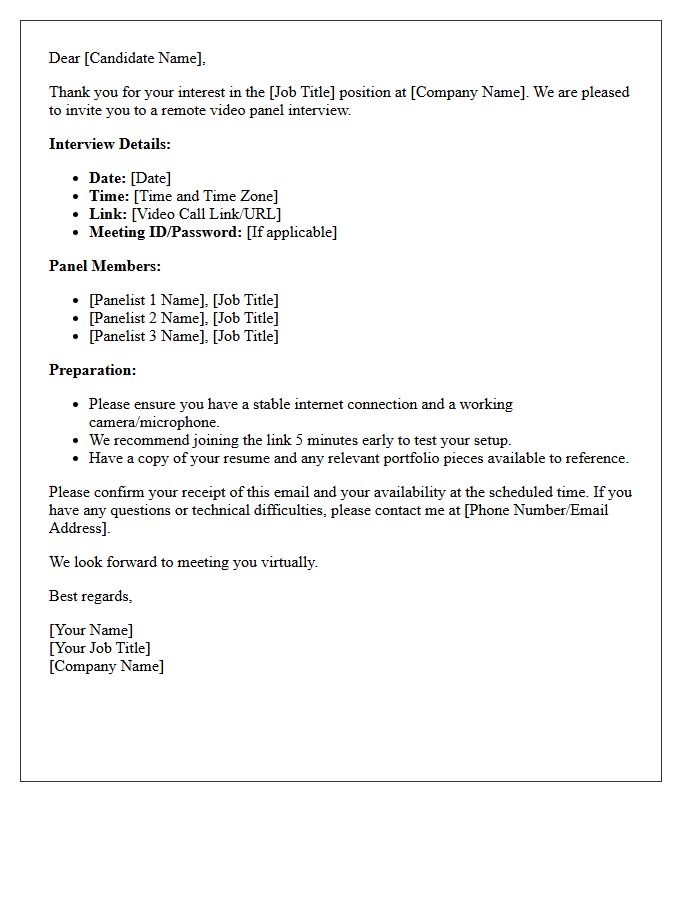 Remote Video Panel Interview Confirmation Letter