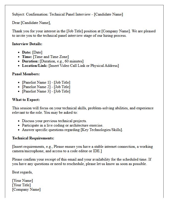 Technical Panel Interview Confirmation Letter