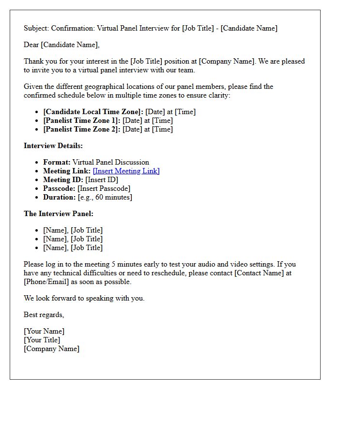 Panel Discussion Cross-Timezone Virtual Interview Confirmation Letter