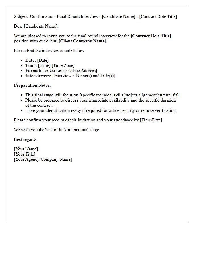 Final Round Contract Role Client Interview Confirmation Letter