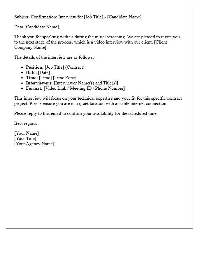 Initial Screening Contract Role Client Interview Confirmation Letter