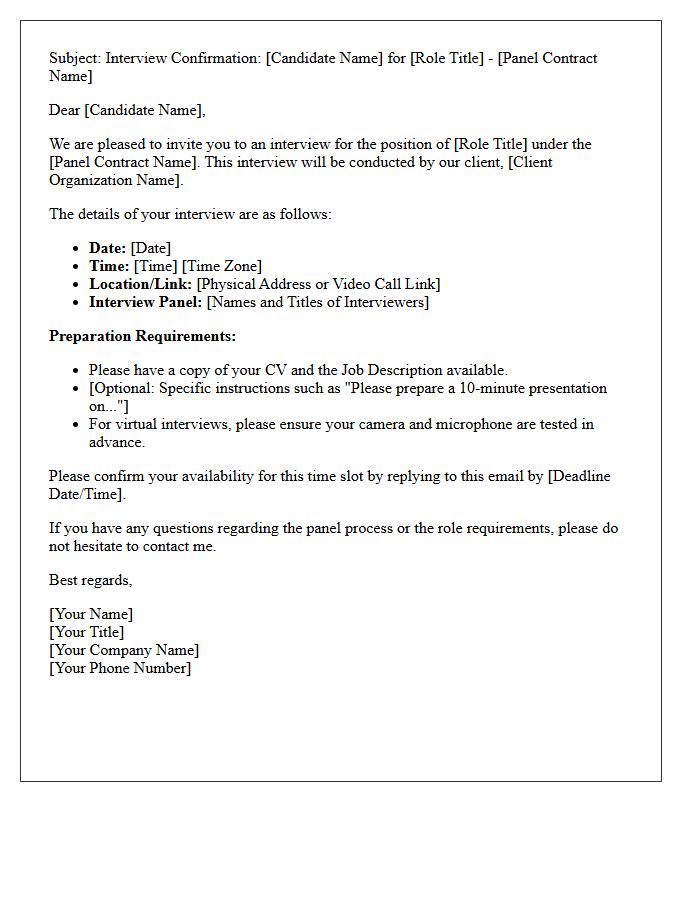 Panel Contract Role Client Interview Confirmation Letter