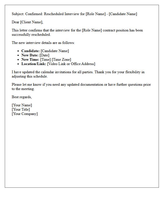 Rescheduled Contract Role Client Interview Confirmation Letter
