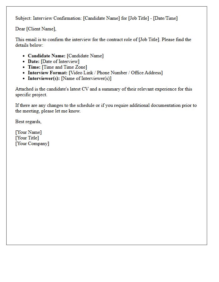 Standard Contract Role Client Interview Confirmation Letter