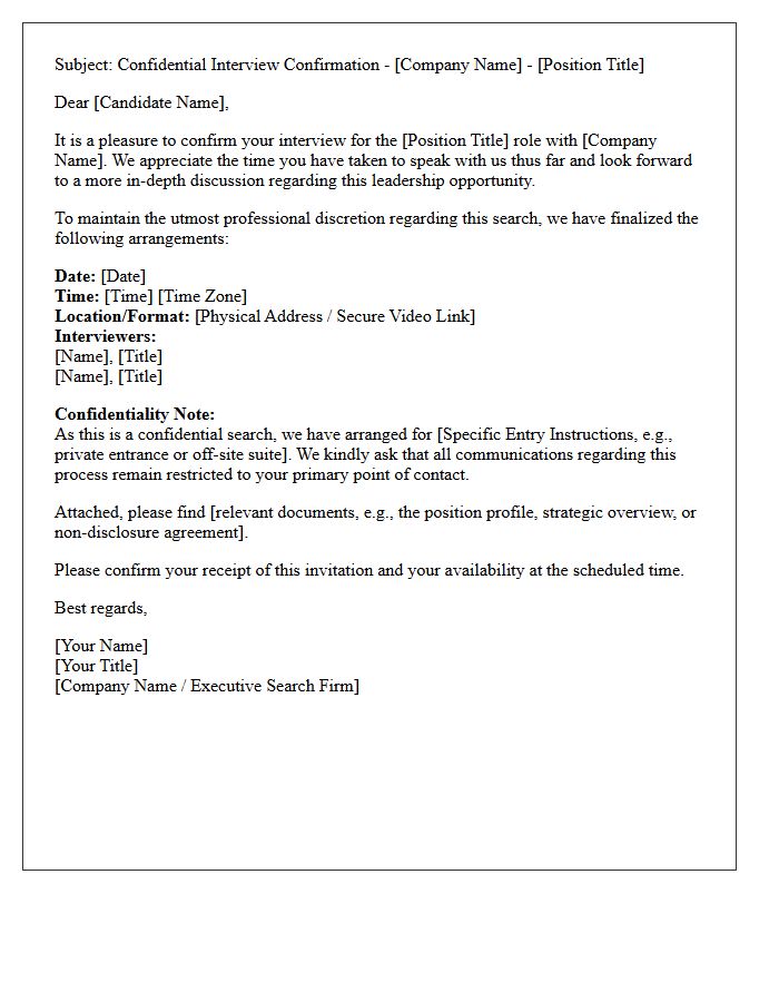 Confidential C-Suite Interview Confirmation Letter