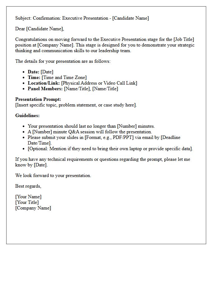 Executive Presentation Stage Interview Confirmation Letter