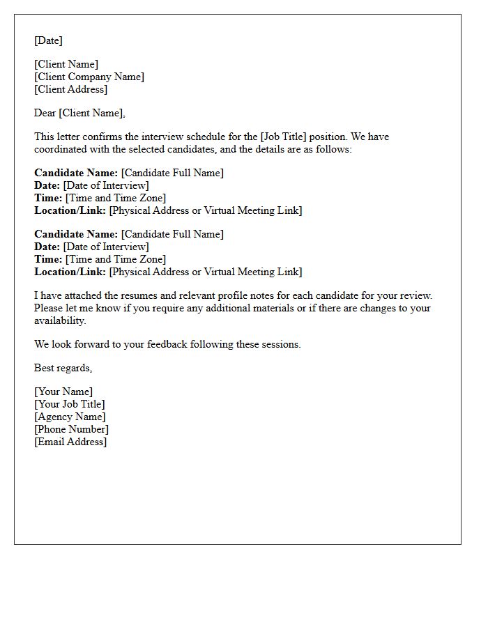 Agency Client Interview Schedule Confirmation Letter