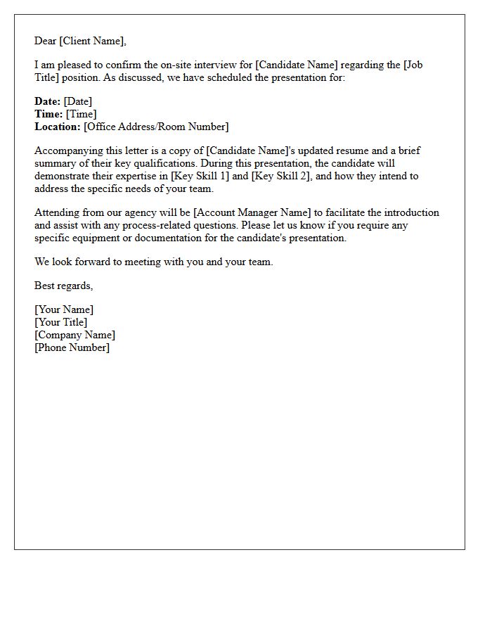 On-Site Client Interview and Candidate Presentation Letter