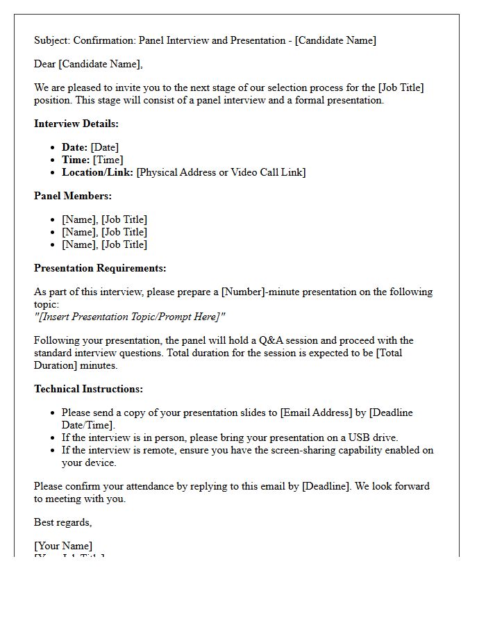 Panel Interview and Candidate Presentation Confirmation Letter