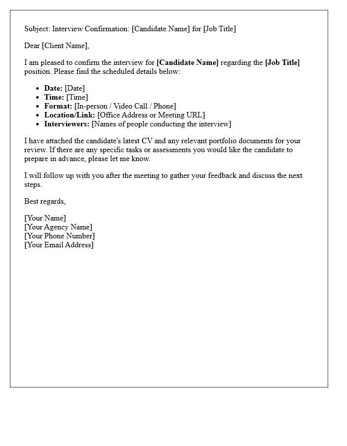 Recruitment Agency Client Interview Confirmation Letter